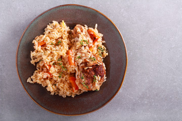 Thyme chicken drumstick with rice