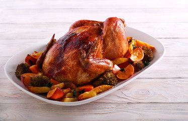 Roast chicken with chips