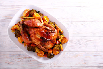 Roast chicken with chips