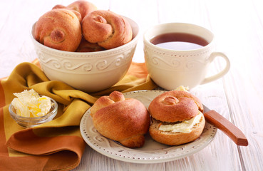 Freshly baked whole meal buns