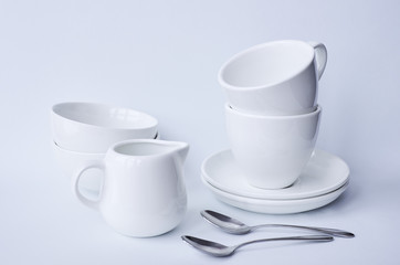 White tableware for serving