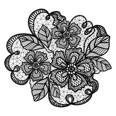 Black lace pattern with flowers