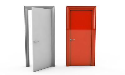 3d rendering of a door standing free on a white floor