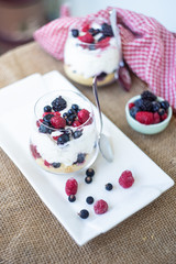 Yogurt dessert with berries