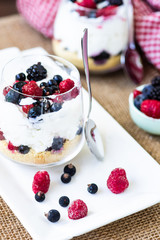 Yogurt dessert with berries