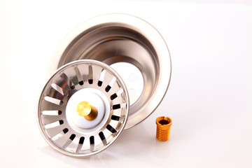 Stainless steel parts in a white background