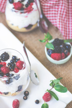 Yogurt dessert with berries