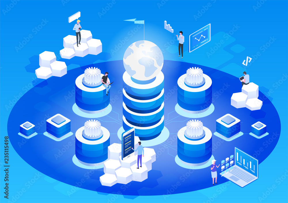 Poster abstract high technology concept. data storage. web cloud technology business.