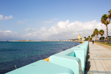 View from the harbor in Algeciras over the sea