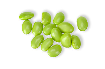 Green soy bean isolated on white clipping path