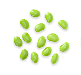 Green soy bean isolated on white top view