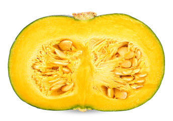 Slice pumpkin isolated on white clipping path