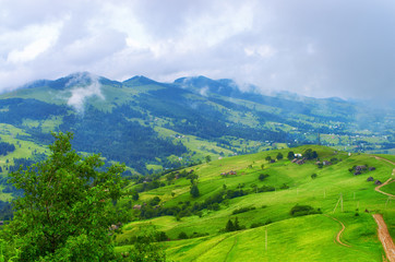 hillsides beautiful mountain landscape. Ukraine Carpathians