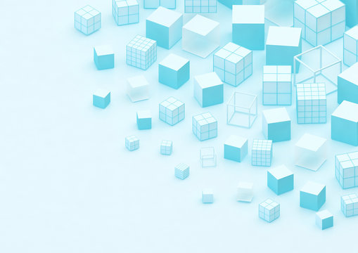 abstract background with blue and white cubes