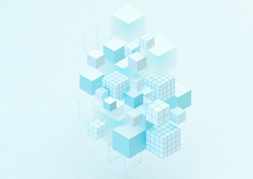abstract background with blue and white cubes