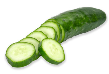 Fresh cucumber isolated on white clipping path