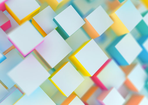 Fototapeta abstract background with coloured cubes
