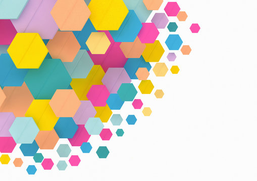 Pattern of multi coloured hexagons