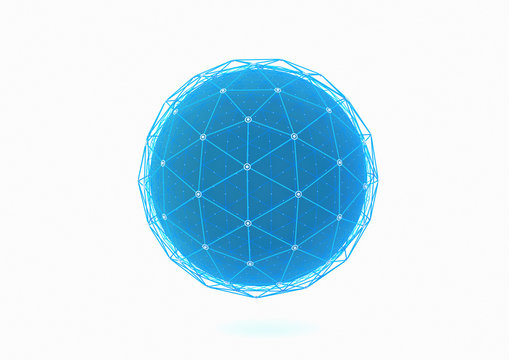 network grid over blue sphere