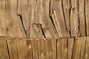 Vintage Dark Wooden Boards Unusual planks arrangement.