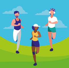 Girl and boys running design