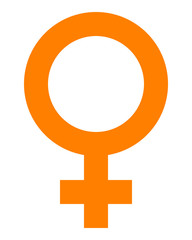 Female symbol icon - orange simple, isolated - vector