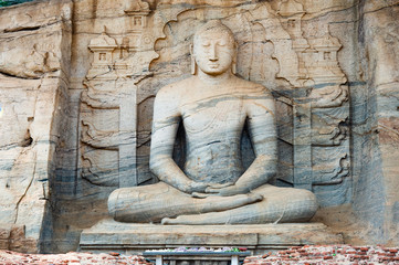 The beautiful and huge Samadhi Statue in Polonnaruwa, Sri Lanka.