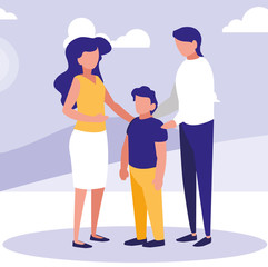 Parents with son in the park design