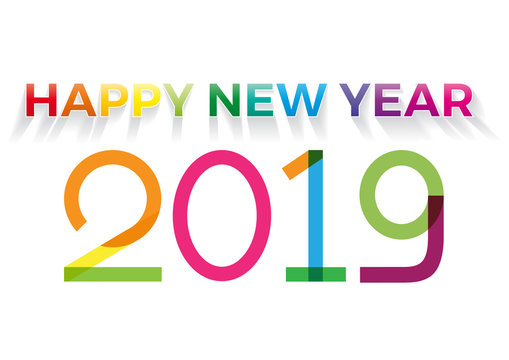 2019 Happy New Year, Background Greetings Card Design Element