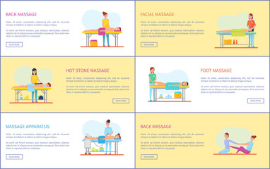 Back Facial and Hot Stone Massage Posters Vector