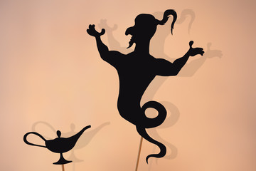 Genie of the lamp, shadow puppet