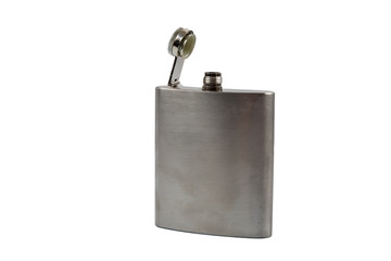 metal flask on white background
