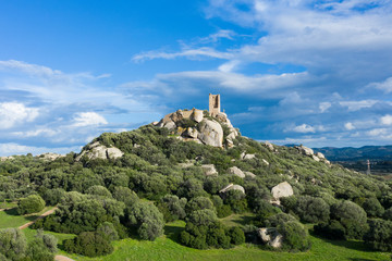 Aerial view of the castle of Pedres in Olbia, Sardinia.