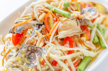 Papaya salad with crabas background or wallpaper.