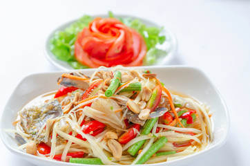 Papaya salad with crabas background or wallpaper.