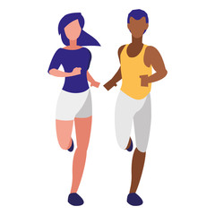 Fitness girl and boy running design