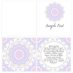 Vintage Invitation card with Mandala pattern. The front and rear side. Beautiful Ornament. Vector illustration.