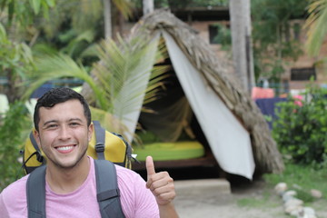 Ethnic man enjoying ecotourism in South America