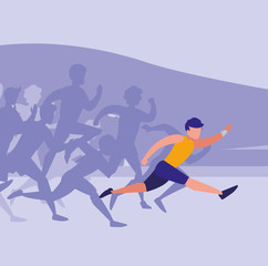 People running in a marathon