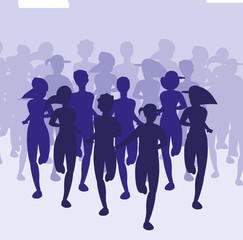 Obraz na płótnie Canvas People silhouettes running design