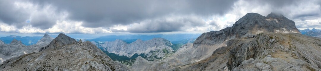 Fototapeta premium Landscape view from path leading to highest Slovenian mountain Triglav at 2864m.