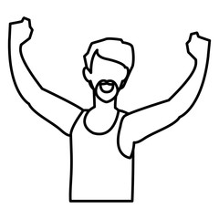 Winner man over white background