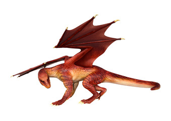 Obraz premium 3D Rendering Fairy Tale Dragon on White