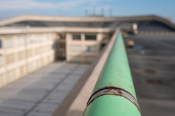 View from the original test track on the roof of the old Fiat Factory in Turin built in the 1920s, recently renovated by architect Renzo Piano. 