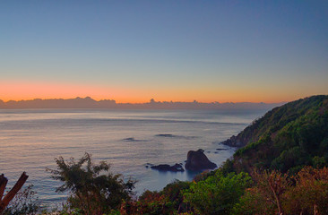 Obraz premium panoramic view of trails in punta comet, Huatulco Oaxaca , México, nights, stars