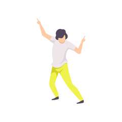 Guy dancing at party, young man having fun at nightclub vector Illustration i on a white background