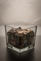 Euro Münzen in Glas 