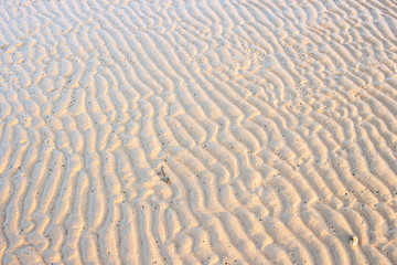 Sand beach that hit the sea waves. The look is a beautiful pattern. with copy space