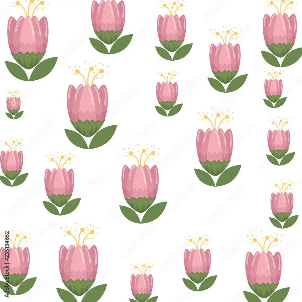 Sticker flowers and leafs decorative pattern