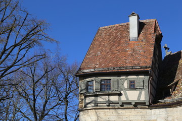 Town of Rothenburg ob der Tauber, Germany. Fragment of the fortress wall